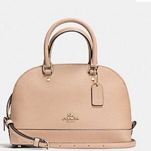 Coach Womens Mini Sierra Satchel Handbag Beige w/ Detachable Strap